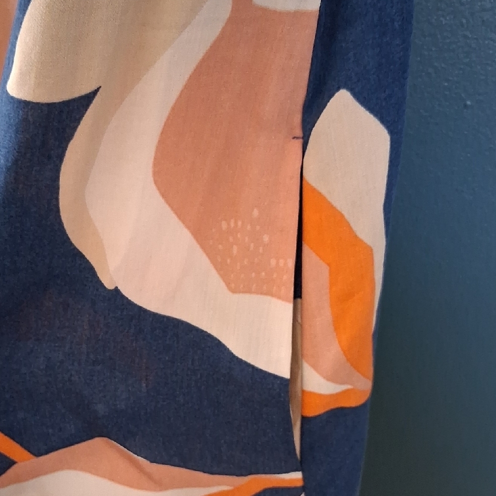 Fox Vibrant Blue and Orange Patterned Midi Dress - Picture 5 of 6